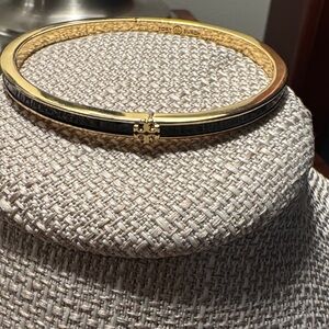 Tory Burch Gold and Black Bangle Bracelet